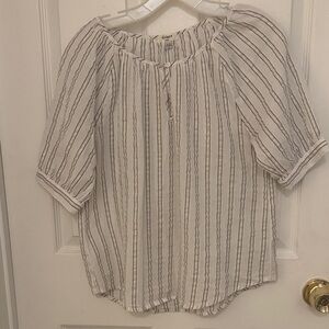 Dylan White and Black Striped Off-Shoulder Blouse